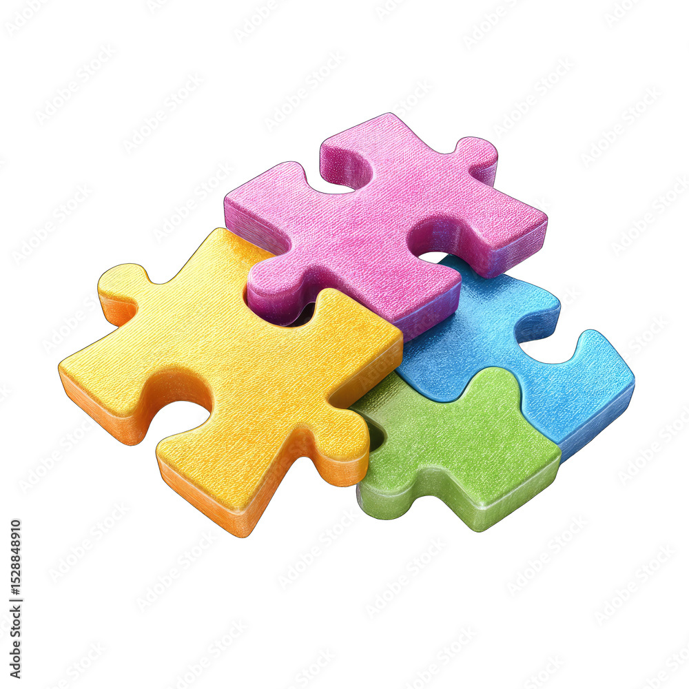 Obraz premium Three colorful puzzle pieces interlocked