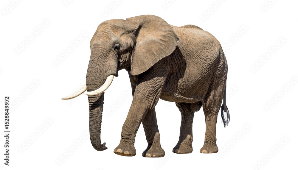 Fototapeta premium African elephant portrait isolated on transparent background