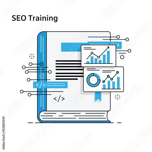 Seo training guide book with charts and graphs
