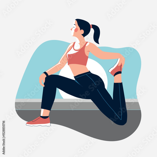 Sporty Woman Stretching on Waterfront in Red Sneakers Before Jogging