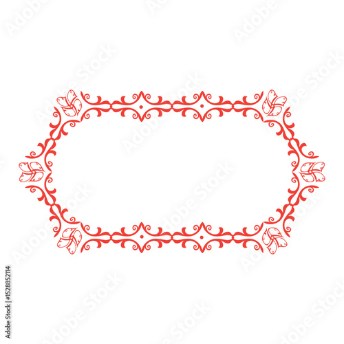 Red Eslimi Tazhib Iranian Art Design Text Box Text Input Area Floral Vector Old Vintage Art
