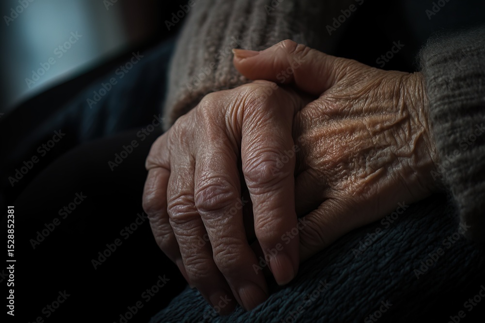 Fototapeta premium Close-up of hands holding each other in support during a therapy session, symbolizing the power and significance behind showing extra care to those going through difficult times.