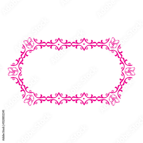 Eslimi Tazhib. Iranian art empty Frame isolated transparent background. Vector illustration of Iranian ornament Frame ideal for text box