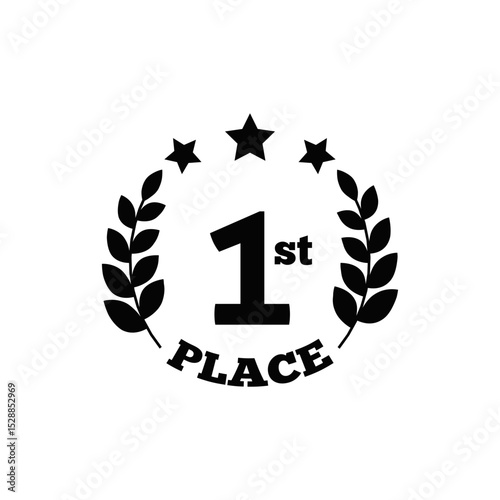 1st Place Award Black Icon Vector SIGN