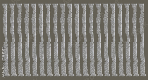 Vertical textured stripes, corrugated cardboard background in grey color, vector illustration style.