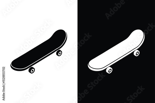 Minimal Skateboard Vector. Isolated Icon Silhouette in Trendy Style