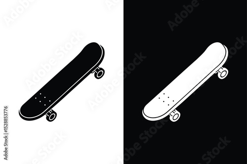 Silhouette Skateboard Icon. Flat Design on White or Black Background
