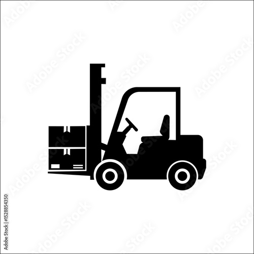 Forklift Silhouette: A bold, minimalist illustration of a forklift, expertly maneuvering a stack of boxes.