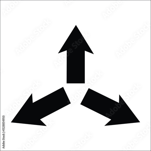 Directional Triangle: A bold graphic showcases a triangle of arrows pointing in divergent directions, symbolizing guidance and decision-making with stark simplicity.