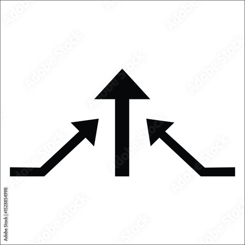 Upward trend arrow icon made of multiple arrows. A jagged blue vector graph representing stock market progress, data analytics, or dynamic financial growth. Isolated on white.

