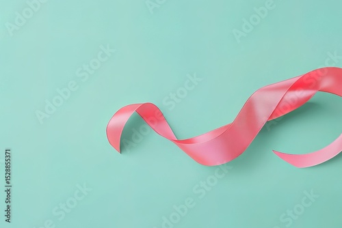 red ribbon on a light green background, a symbol of cancer awareness and support for people living with cancer. Biological Killer, all screen resolutions, high definition, super detailed