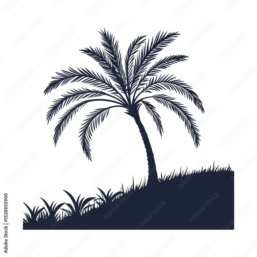 Fototapeta premium silhouette palm tree on white background