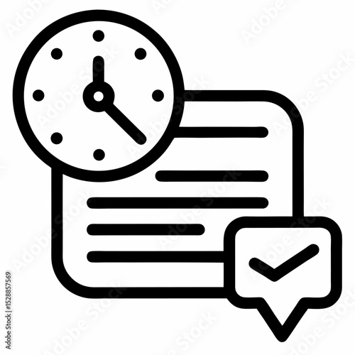Message icon outline with clock (scheduled message)