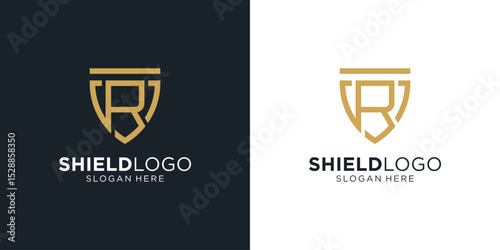 Letter R shield security logo design inspiration.