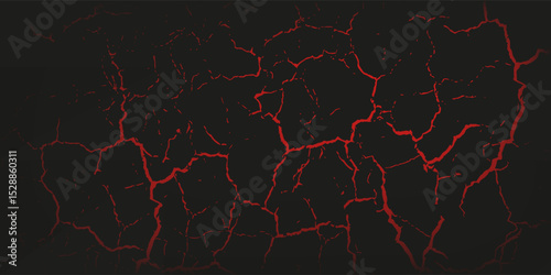 Panorama of a barren wasteland with cracked soil and barely visible sunlight amid an approaching sandstorm. Ecological problem concept. vector