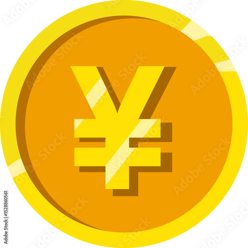 Golden yen coin isolated coin icon. Vector illustration