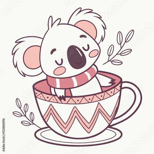 Happy Koala Cozy winter SVG (in a teacup)