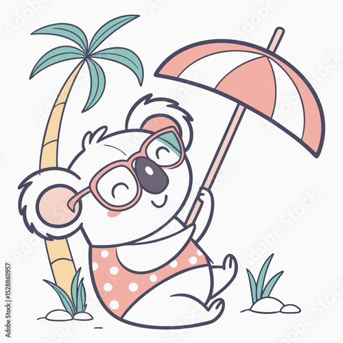 Happy Koala Beach day SVG (wearing glasses)