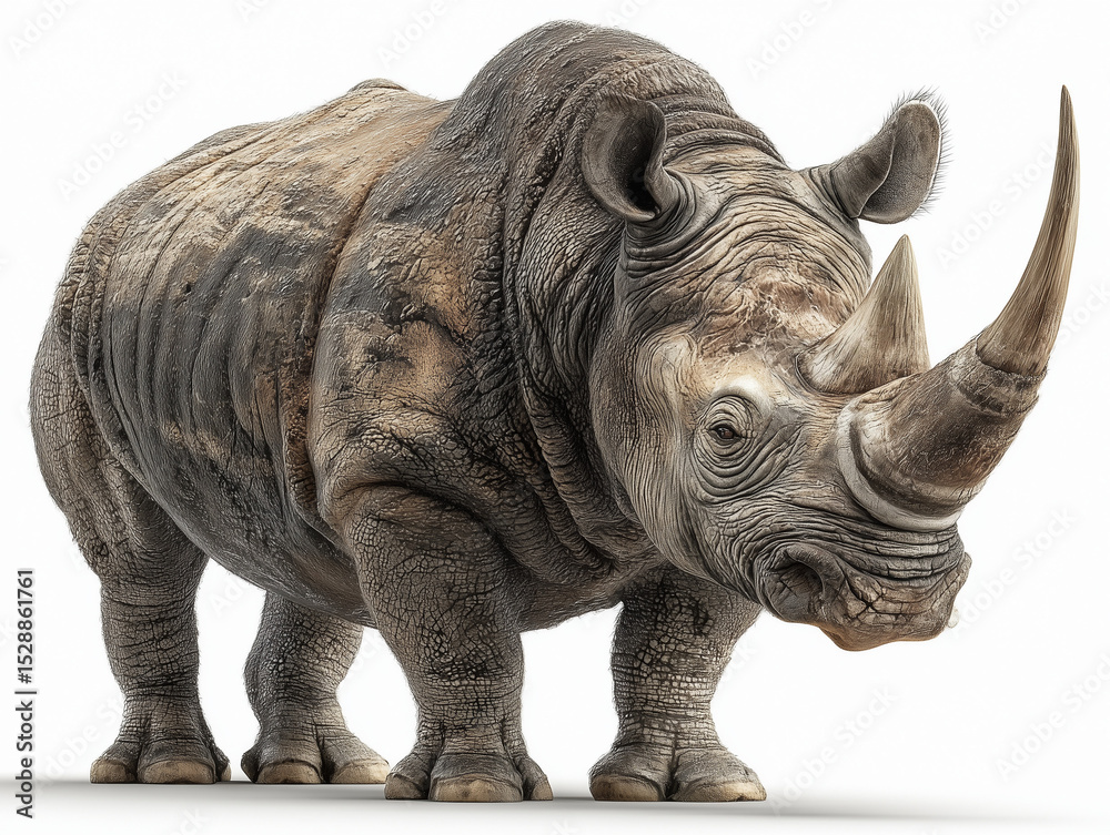 Fototapeta premium Realistic Digital Illustration of a Rhinoceros