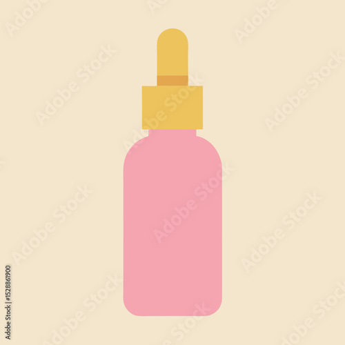 
Dropper Bottle (Serum or Oil)
“Flat pastel vector of a pink cosmetic dropper bottle with golden cap, clean and minimal skincare product icon.”
