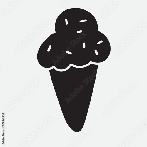 Silhouette of ice cream. Hand drawn vector illustration on white background.