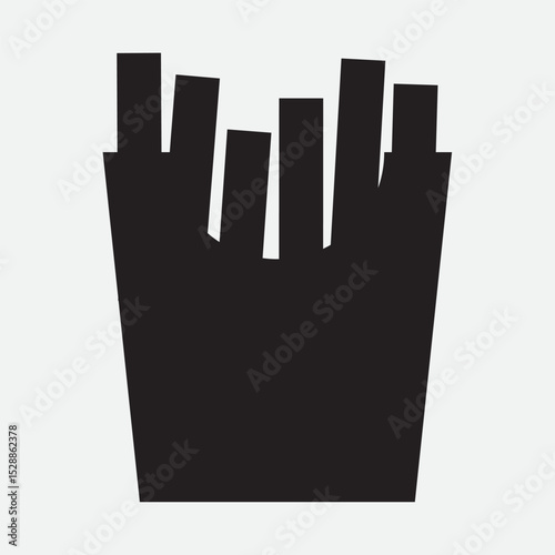 French fries. Silhouette. Fast food design. Vector illustration on white background.