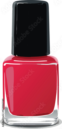 Red nail polish vector illustration on transparent background.