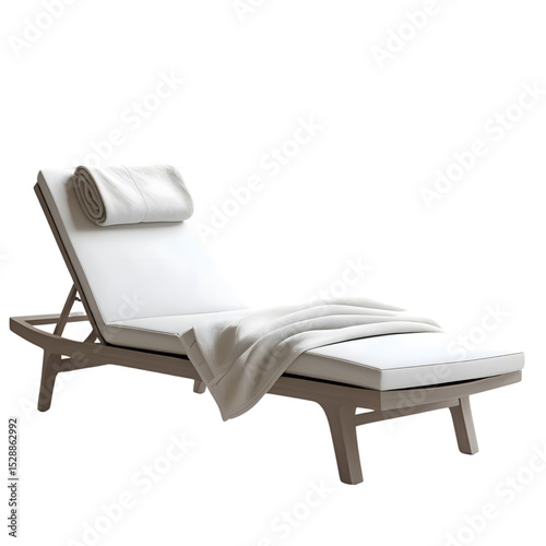 Relaxing Day On A White Chaise Lounge isolated on transparent background Generative AI.