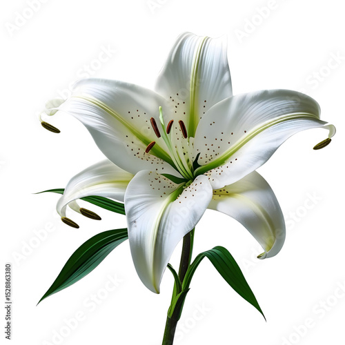 Pure White Lily, a Symbol of Grace and Peace isolated on transparent background Generative AI.