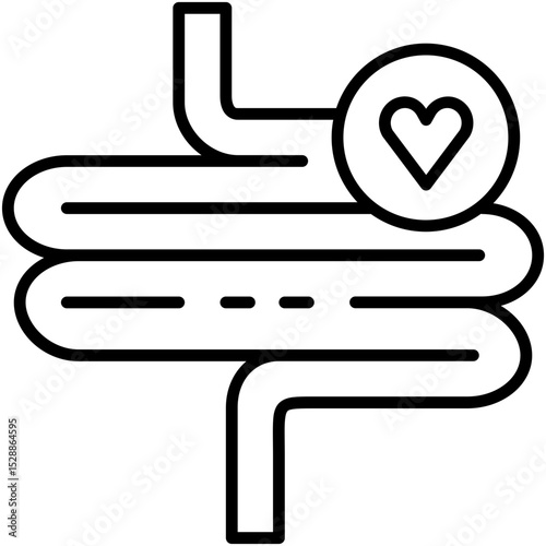 Digestion Icon, Intestine Health Organ Symbol Vector Stock Illustration, Line Icon Style Design.