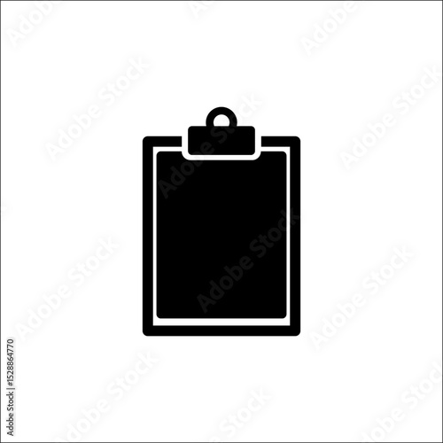 Clipboard glyph icon. Simple black silhouette for tasks, to-do lists, notes, and forms. Vector symbol for office reports, medical records, or inspection checklists. Isolated business or school element