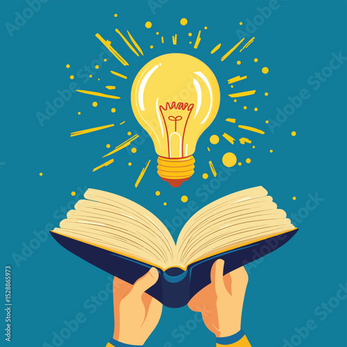 Knowledge or education, study or learning new skill, creativity or idea, reading book for inspiration, discover solution or literature, wisdom concept, hand hold open book to disco