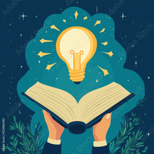 Knowledge or education, study or learning new skill, creativity or idea, reading book for inspiration, discover solution or literature, wisdom concept, hand hold open book to disco