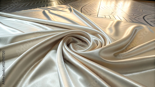 Smooth satin fabric texture with an abstract background, showcasing silky folds, gentle sheen, and elegant flow