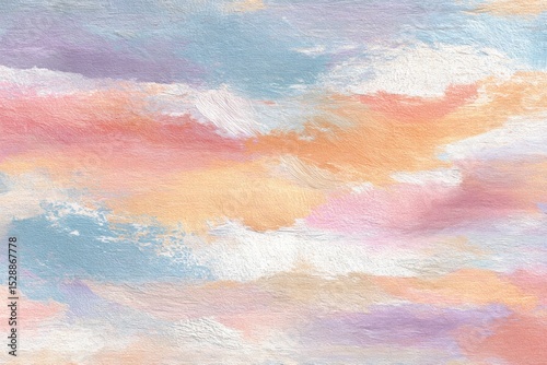 Soft pastel colors blend harmoniously, resembling a tranquil sky filled with fluffy clouds, creating a calming visual experience