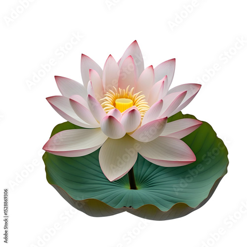 Serene Pink Lotus Flower in Full Bloom, isolated on transparent background Generative AI.