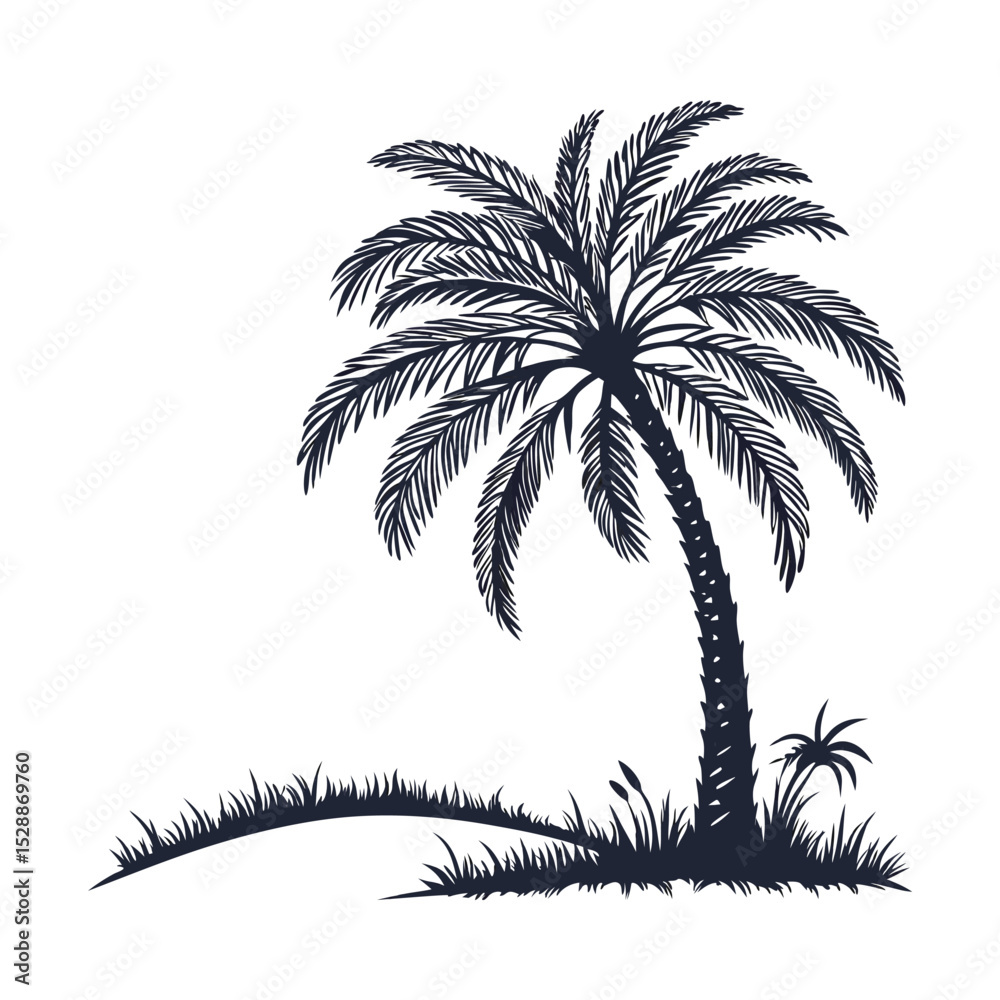 Obraz premium silhouette palm tree on white background