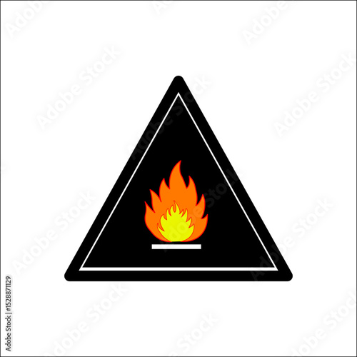 WebFlammable Material Fire Hazard Warning Sign. A triangular symbol for combustible and inflammable substances. Workplace safety and danger alert vector icon. Isolated pictogram.

