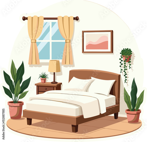 Modern Bedroom Interior with Stylish Bed and Furniture