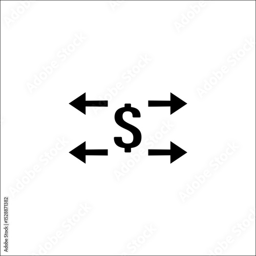 Money Transfer and Financial Transaction Icon. Symbol for sending and receiving funds, peer-to-peer (P2P) payments, and currency exchange. Represents cash flow and communication.

