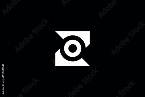 initial letter z with circle inside letter z  Minimal awesome trendy professional logo design template on black background.  For your business. Vector sign.