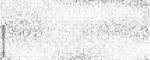 Minimalist binary code with black digits 0 and 1 on white backdrop. Data processing with programming. Coding concept for scientific technology presentation. Vector illustration.