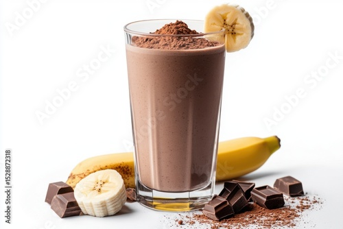 Delicious Chocolate Banana Smoothie in a Tall Glass