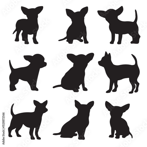 Flat design chihuahua silhouette illustration