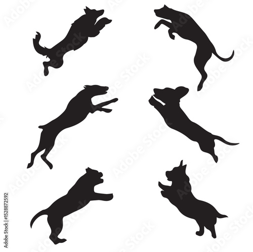 Dog breeds isolated vector Silhouettes