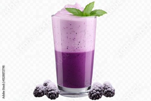 Refreshing Berry Smoothie with Mint Garnish in Clear Glass