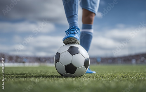 Close-up of players playing football in a football match