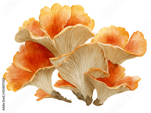 Orange and Beige Layered Mushrooms on Transparent Background, PNG