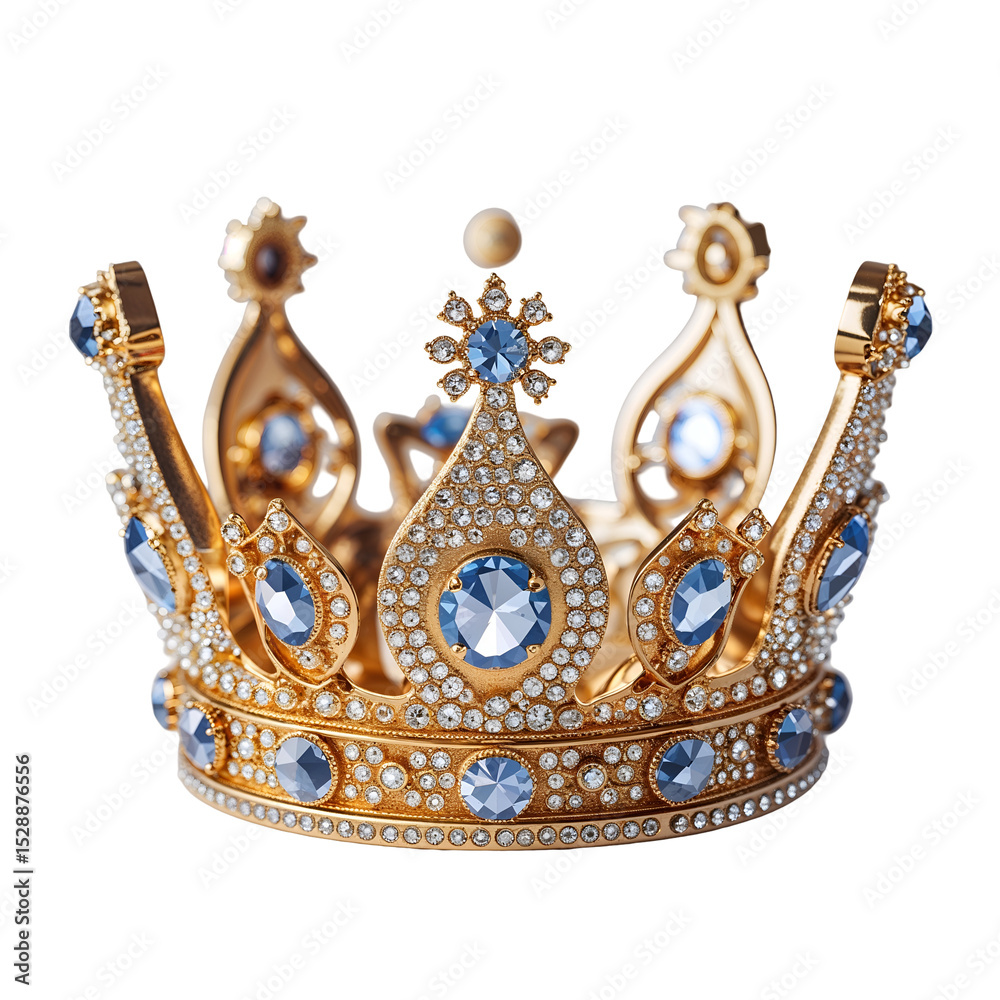 Opulent gold crown with meticulously set diamonds, royal jewelry piece with intricate details and high shine, isolated on white for luxury design use Opulent gold crown with meticulously set diamonds, royal jewelry piece with intricate details and high shine, isolated on white for luxury design use