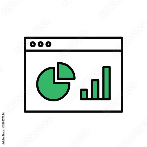 Webpage showing pie chart and bar graph data visualization